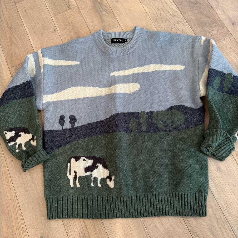 H&M Scenic Green and Gray Turtleneck Sweater